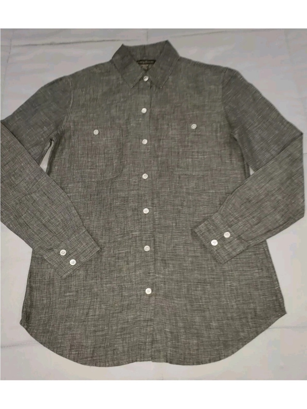 Tommy Bahama Gray Textured Button-Down Shirt 100%linen
